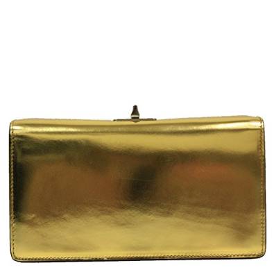 Prada Shiny Metallic Gold Leather Evening Clutch