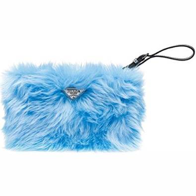 Prada Handbag Faux Fur Wristlet Clutch