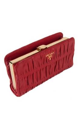 Prada Nappa Gaufre Leather Signature Framed Clutch