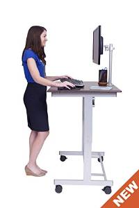 Mobile Adjustable-Height Stand Up Desk with Monitor Mount