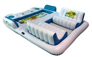 Blue Lagoon Inflatable Island Pool Float, Holds 6 Persons